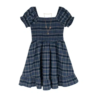 Rare Editions Big Kid Girls Short Sleeve A-line Dress In Blue
