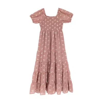 Rare Editions Big Kid Girls Short Sleeve Maxi Dress In Brown