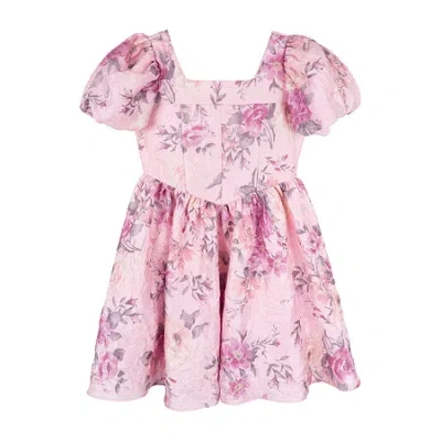 Rare Editions Big Kid Girls Short Sleeve Puffed A-line Dress In Pink
