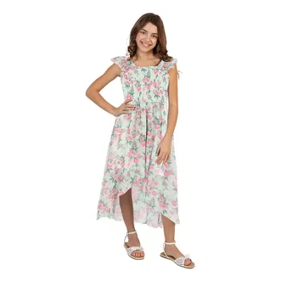 Rare Editions Big Kid Girls Sleeveless Floral Maxi Dress In Green