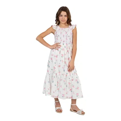 Rare Editions Big Kid Girls Sleeveless Floral Maxi Dress In White