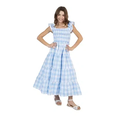 Rare Editions Big Kid Girls Sleeveless Gingham Maxi Dress In Blue