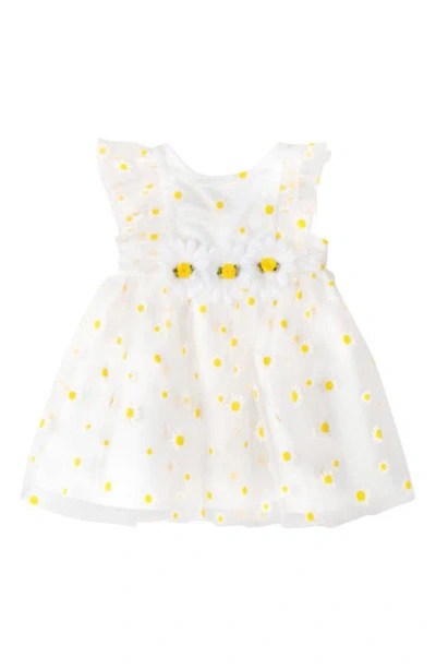 Rare Editions Babies'  Daisy Appliqué Mesh Dress In White