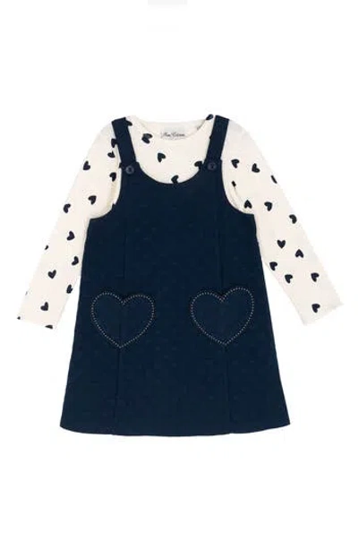 Rare Editions Babies'  Double Knit Top & Dress Set In Blue