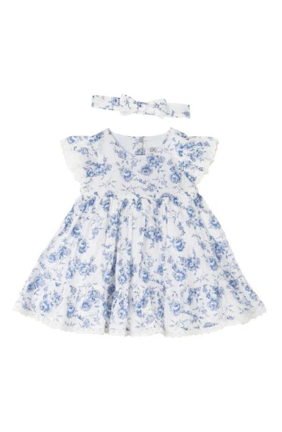 Rare Editions Babies' Floral Clip Dot Dress & Bloomers In White