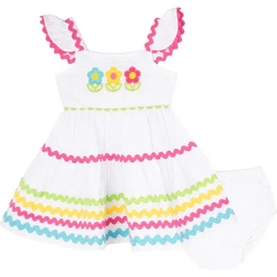 Rare Editions Babies'  Flutter Sleeve Seersucker Dress & Bloomers Set In Multi