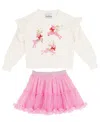 Rare Editions Girls 2t-6x 2-piece Crewneck Sweater And Ruffled Tutu Set In Pink