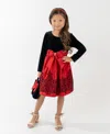 Rare Editions Girls 2t-6x 2-piece Mini Bag And Long-sleeve Jewel Bow Dress Set In Black