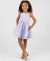 Rare Editions Girls 2t-6x All-over Sequin And 3d Flowers Dress In Blue