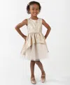 Rare Editions Girls 2t-6x Brocade Sleeveless Dress In Gold