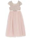 Rare Editions Girls 2t-6x Cap Sleeve Round Neck Dress In Pink