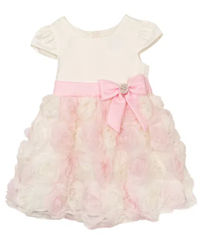 Rare Editions Babies' Girls' 2t-6x Floral Soutache Round Neck Dress In Pink