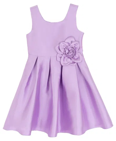Rare Editions Babies' Girls' 2t-6x Mikado Round Neck Dress In Purple