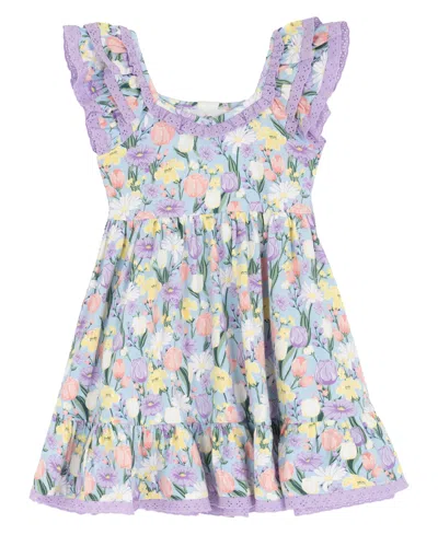 Rare Editions Kids' Girls' 2t-6x Peri Printed Square Neck Dress In Multi