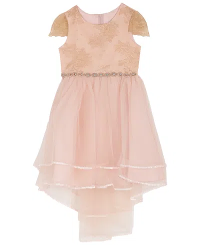 Rare Editions Kids' Girls 2t-6x Round Neck High-low Hem Party Dress In Pink