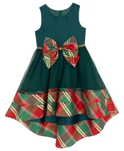 Rare Editions Kids' Girls 2t-6x Round Neck High-low Skirt Dress In Green