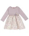 Rare Editions Girls 2t-6x Round Neck Jacquard Skirt Rosette Accent Dress In Purple