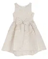 Rare Editions Girls 2t-6x Round Neck Shimmery Bow Detail Dress In Neutral