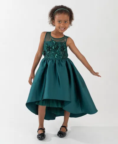 Rare Editions Kids' Girls 2t-6x Sequin Applique Illusion Dress In Green