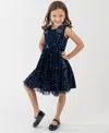 Rare Editions Girls 2t-6x Sequined Sleeveless Dress In Blue