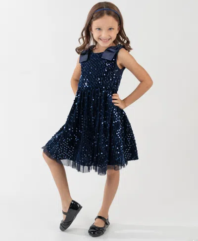 Rare Editions Kids' Girls 2t-6x Sequined Sleeveless Dress In Blue