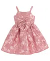 Rare Editions Girls 2t-6x Sleeveless Metallic Brocade Dress In Pink