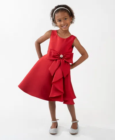 Rare Editions Kids' Girls 2t-6x Solid Mikado Sleeveless Dress In Red