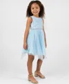 Rare Editions Girls 2t-6x Soutache Sequins Bodice Sleeveless Dress In Blue