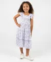 Rare Editions Girls 2t-6x Toile Power Mesh Dress In Blue