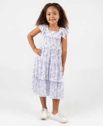Rare Editions Kids' Girls 2t-6x Toile Power Mesh Dress In Blue