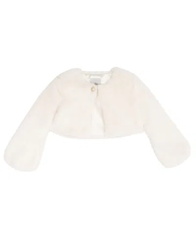 Rare Editions Kids' Girls' 2t-4t Long-sleeve Rhinestone Faux Fur Bolero In White