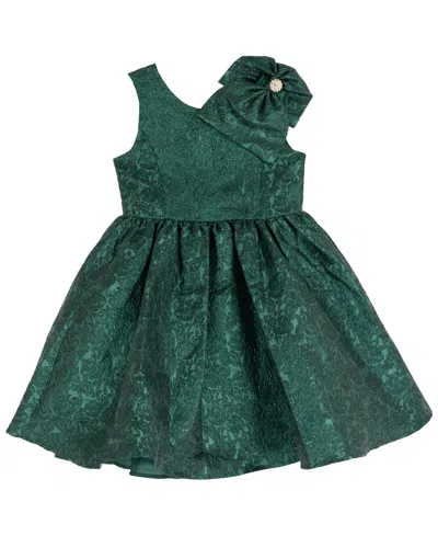 Rare Editions Kids' Girls' 2t-6 Brocade Fit-and-flare Bow Dress In Green