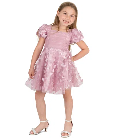 Rare Editions Kids' Girls' 2t-6x 3d Butterfly Mesh Skirt Dress In Pink