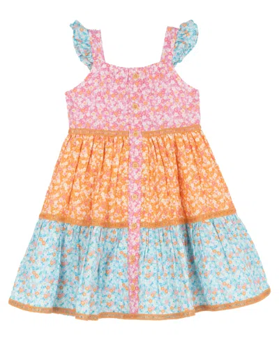 Rare Editions Kids' Girls' 2t-6x 3-tiered Lurex Gauze Dress In Brown