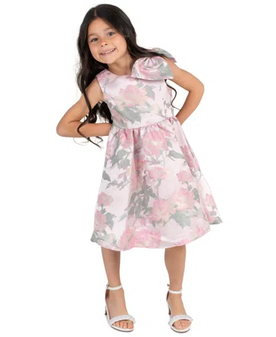 Rare Editions Kids' Girls' 2t-6x Brocade Bow Shoulder Dress In Multi
