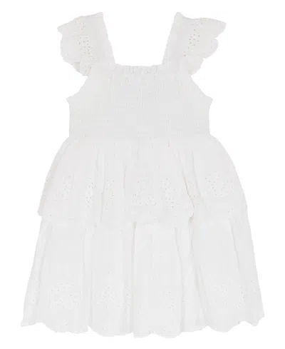 Rare Editions Kids' Girls' 2t-6x Cotton Eyelet Square Neck Flutter Dress In White