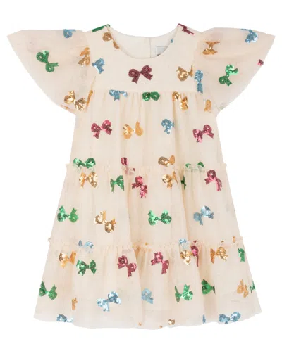 Rare Editions Kids' Girls' 2t-6x Flutter-sleeve Tiered Dress In Multi