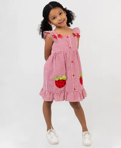 Rare Editions Babies' Girls' 2t-6x Gingham Seersucker Dress In Red