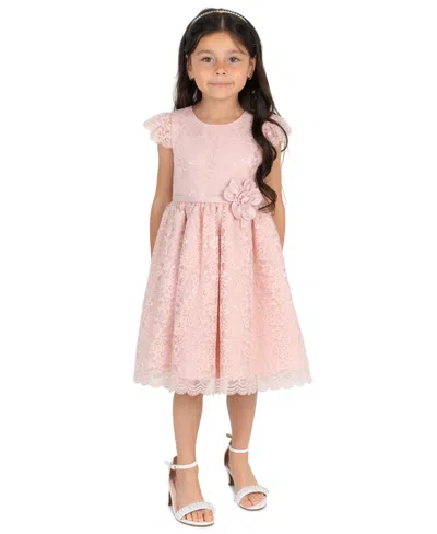 Rare Editions Kids' Girls' 2t-6x Lace Flutter Sleeve Dress In Pink