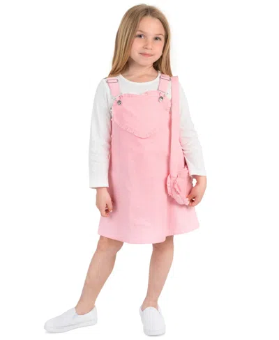 Rare Editions Kids' Girls' 2t-6x Long-sleeve Top, Pink Heart Jumper And Handbag, 3-piece Set