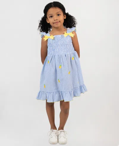 Rare Editions Babies' Girls' 2t-6x Pineapple Seersucker Dress In Blue