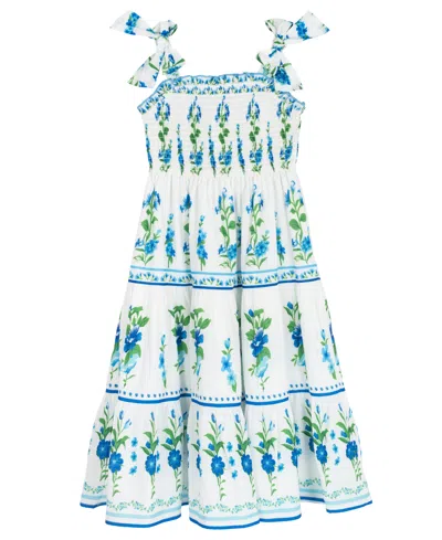 Rare Editions Babies' Girls' 2t-6x Placement Print Woven Dress In Blue