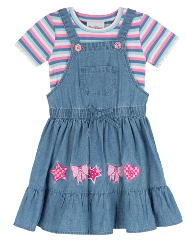 Rare Editions Kids' Girls' 2t-6x Short-sleeve T-shirt And Jumper, 2-piece Set In Blue