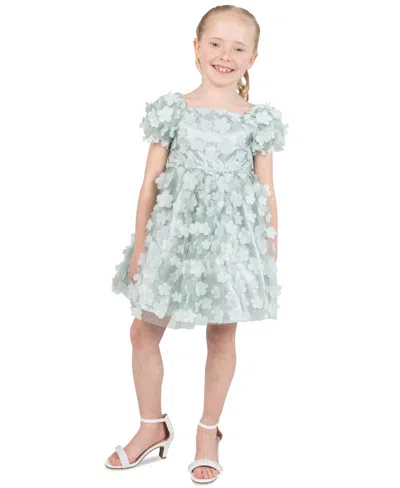 Rare Editions Babies' Girls' 2t-6x Square Neck Short-sleeve Dress In Green