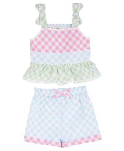 Rare Editions Kids' Girls' 2t-6x Tiered Tank Top And Pants, 2-piece Set In Multi