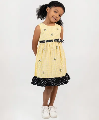 Rare Editions Babies' Girls' 2t-6x Yellow Bee Schiffli Seersucker Dress