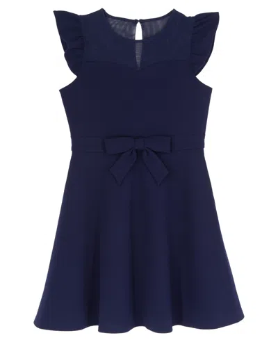 Rare Editions Kids' Girls' 4-16 Scuba Crepe Flutter-sleeve Dress In Navy