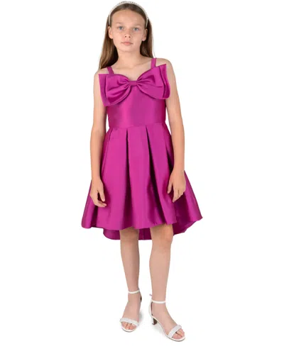 Rare Editions Kids' Girls' 4-16 Square Neck Pleated Hi-low Dress In Pink