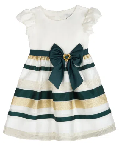 Rare Editions Kids' Girls 4t-6x Bubble-sleeve Round Neck Dress In White