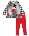 Rare Editions Girls 4t-6x Checkered Long-sleeve Top And Leggings, 2-piece Set In Multi
